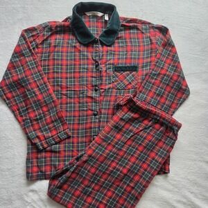 Vintage 90s Victorias Secret Country Tartan Plaid Flannel 2 PC Pajama Set Medium